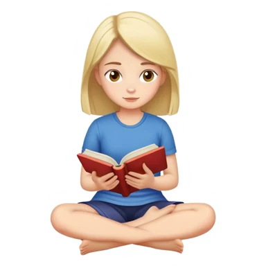 girl reading a book sitting cross-legged sticker