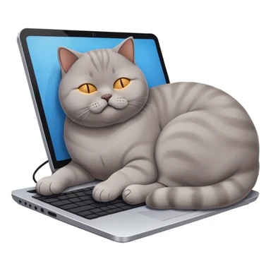 british shorthair Brown sleeping on computer sticker