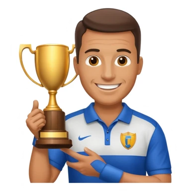 Football coach with trophy sticker