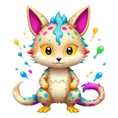 an edgy cute kawaii vernid-fionbri with colorful splash patterns full body sticker
