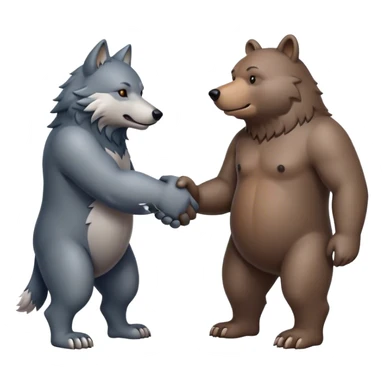 Wolf and Bear shake hands sticker
