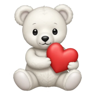 White teddy bear with a heart sticker