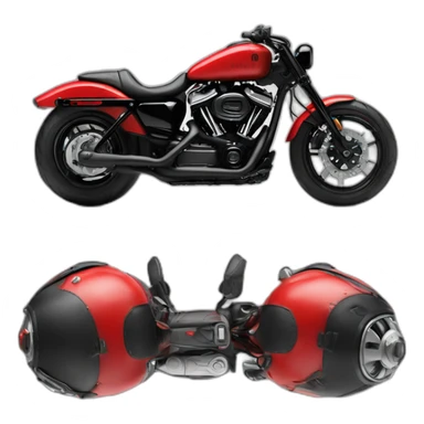 Skin biker on red harley  with hight hendlebar sticker