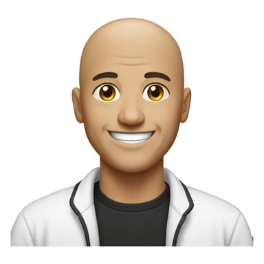bald man smiling in black sticker