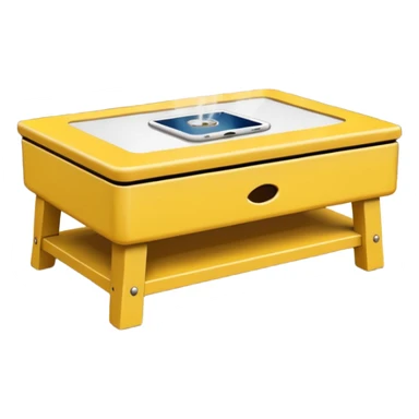 yellow coffe table, coffee on top
 sticker