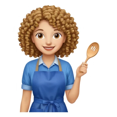 woman with curly hair in blue apron sticker