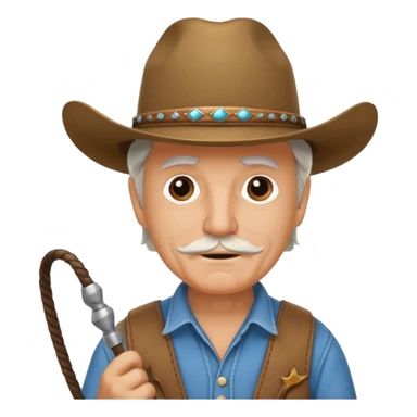 Give this emoji 🤠 a whip make it an old white guy with a whip  sticker