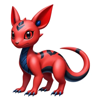Cute Shiny Guilmon-Salandit-Umbreon-Fakémon-hybrid-creature (full body)  sticker
