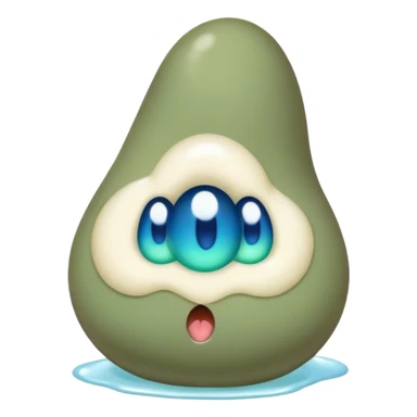 Un caca de couleur vert avec des yeux bleu sticker