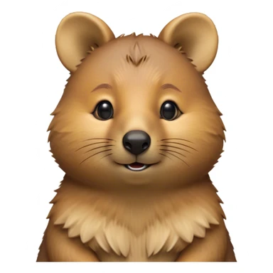 Cinematic Noble Quokka Portrait Emoji, Poised and regal, with a compact, endearing build and a smooth, well-groomed brown fur that glows with a hint of golden warmth, deep-set soulful eyes radiating kindness, Simplified yet sharp and sophisticated features, highly detailed, glowing with a soft, dignified glow, high shine, intelligent and joyful, stylized with an air of marsupial charm, focused and attentive, soft glowing outline, capturing the essence of a watchful and confident quokka, so majestic it feels as though it could bounce out of the screen with effortless authority! sticker