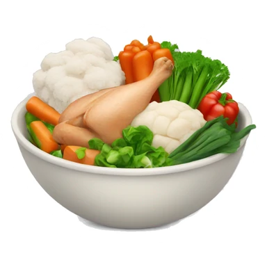 Bowl with vegetables and chicken sticker