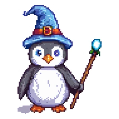 A penguin wizard sticker