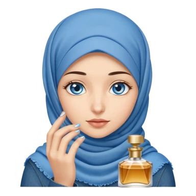Turkish beautiful finish Konya girl blue eyes with denim hijab smells perfume on the floor  sticker