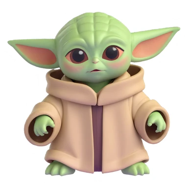 baby yoda, 3D style, soft lighting sticker