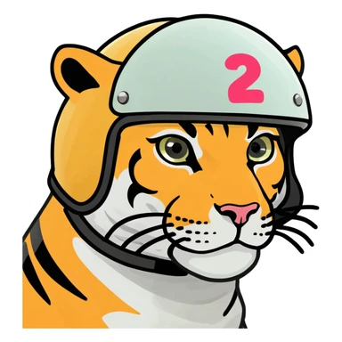 Tiger wearing a helmet with stickers standing up and vacuuming  sticker