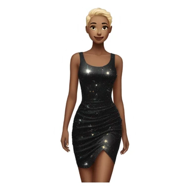 sparkly short black bodycon dress floating in the air sticker