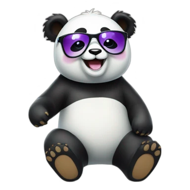 a happy panda bear with cool glasses full body sticker