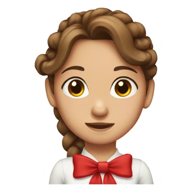 Girl with brown hair and a red bow nd ponytale sticker