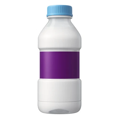 Add a prominent purple label to the Miralax bottle, keep the rest of the design unchanged, with no background. The style should remain consistent with the original image's look and feel. sticker