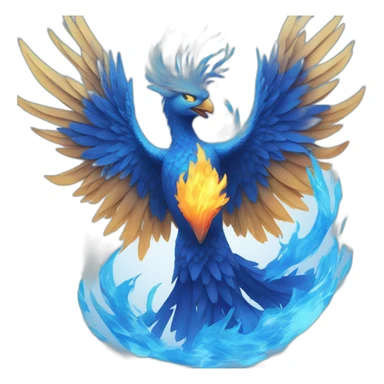 Blue phoenix rising from blue flames sticker