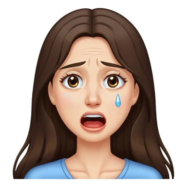 Very long hair Brunette with white skin crying tears happy sticker