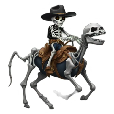 a skeleton cowboy riding a spider sticker