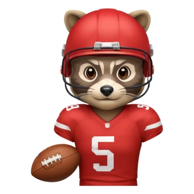 american football player raccoon red sticker
