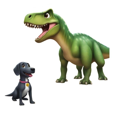 Dinosaur in the beach with a dog  sticker