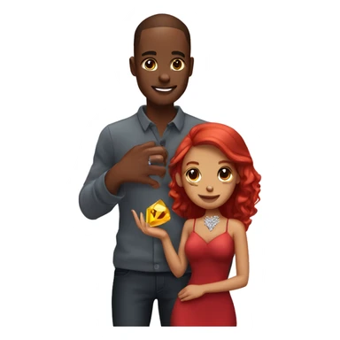 Bien skin proposing with a diamond ring to his brown skin girl with red hair sticker