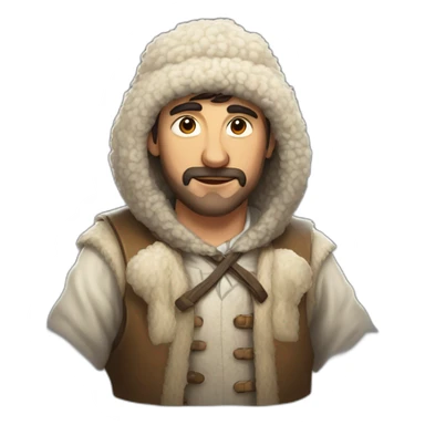 draw a Lezgin in national clothes with a sheep's hat sticker