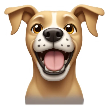 Tan cartoon dog with rectangular white shout, round eyes, and bushy eyebrows  sticker