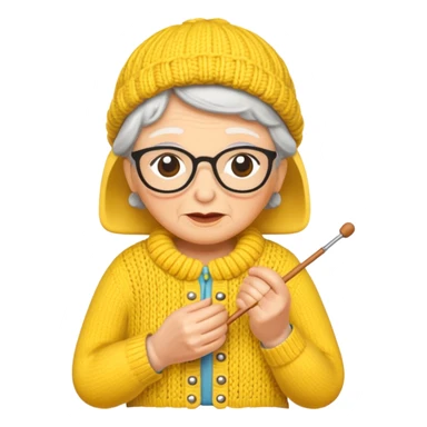 knitting grandma yellow sticker