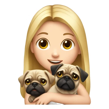 blond girl holding pug  sticker