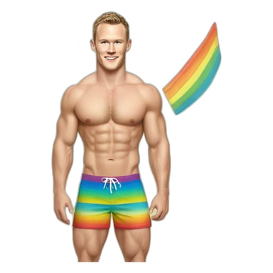 Jonathan Toews as a beach body; rainbow theme sticker