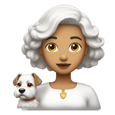 Dueña morocha con su caniche blanco sticker