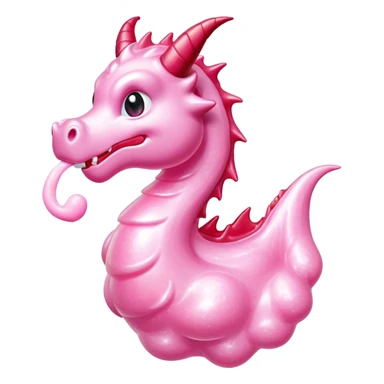 Dragon-shaped cotton candy with glossy, wet-looking sugar and reflective shine sticker