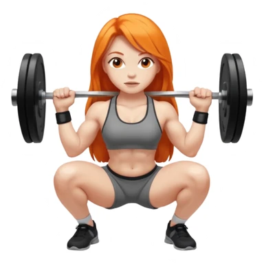 Pale girl with long orange hair squatting weight sticker