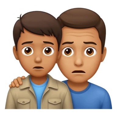 a scared child with a man behind the back sticker