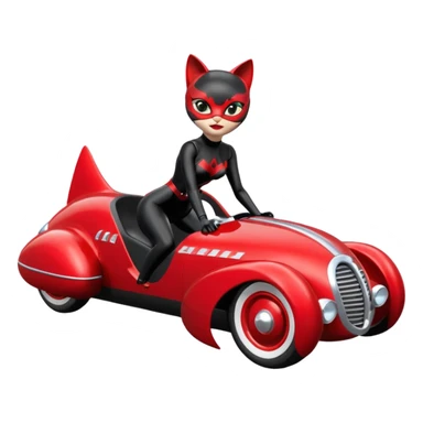 Hot rod Cat Woman’s retro futuristic Catmobile twin seat rc car  sticker