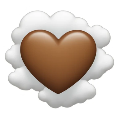 brown heart with small clouds sticker