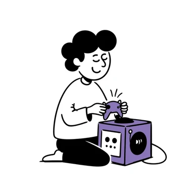 a person play with the gamecube sticker