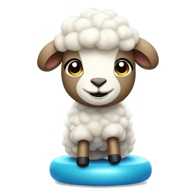 Cute sheep doing the spinning workout sticker