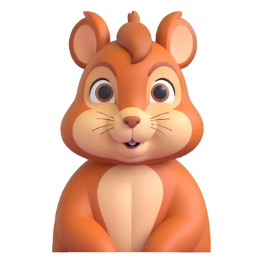 écureuil en pleine réflexion, un sourcil levé, air songeur, style 3D mignon sticker