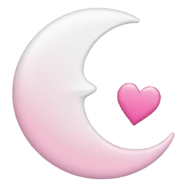 crescent white moon with pink heart sticker