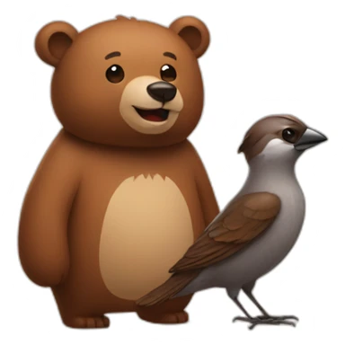 bear and Sparrow Friends sticker