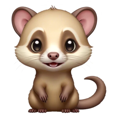 Cinematic Comical sable ferret Portrait Emoji, Head tilted dramatically with an exaggeratedly shocked expression, featuring a slender, wiggly body and a distinct sable ferret head with a pointed snout and small ears, with wide, hilariously expressive eyes full of humorous disbelief, Simplified yet hilariously expressive features, highly detailed, glowing with a slightly sassy natural glow, high shine, dramatic yet playful, stylized with an air of quirky charm, soft glowing outline, capturing the essence of a meme-worthy sable ferret that looks ready to scamper into viral fame! sticker