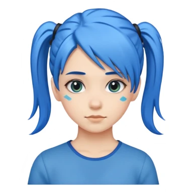 chica con pelo azul colita de costado sticker