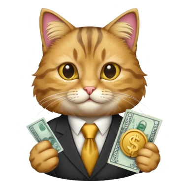 A business cat with a money sign, looking proud sticker