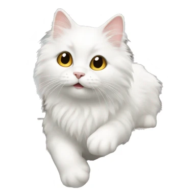 Fluffy white cat sliding down staircase sticker
