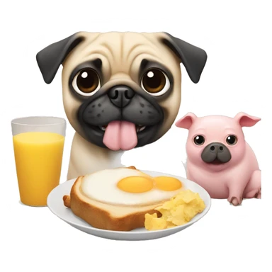 Pug and pig eating breakfast  sticker